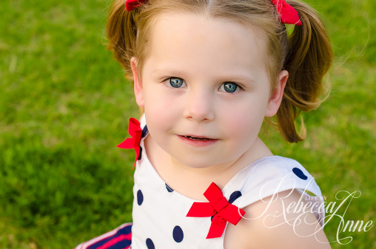 eyes, little girl, photo, smile, pigtails, patriotic, fourth of july, red white and blue, outdoors
